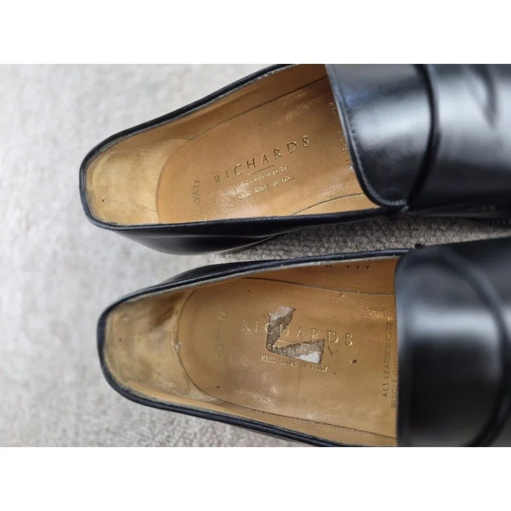 Gravati For Richards Store Shoes Men Sz 10M Black Leather Loafers Made in Italy